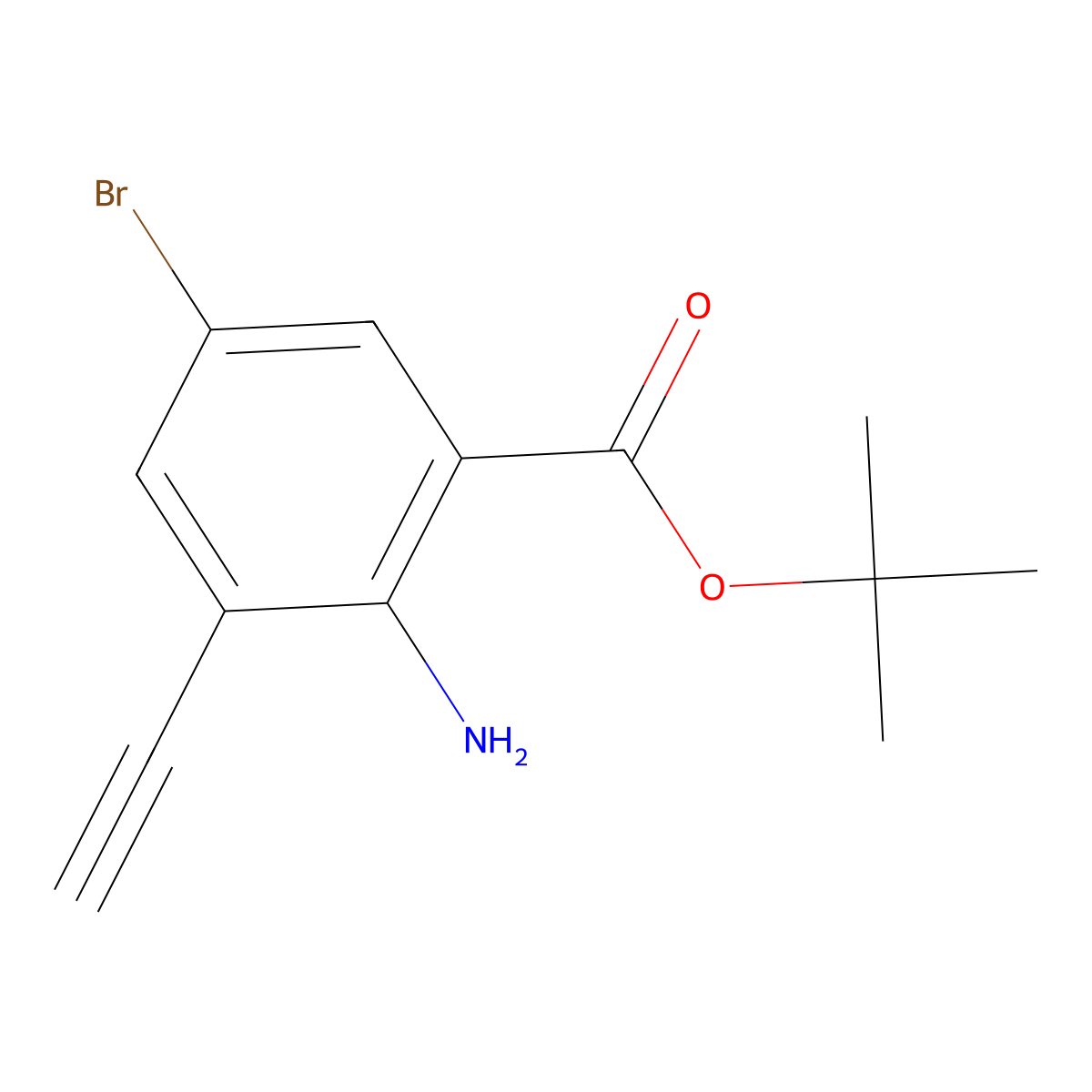 Tert-butyl 2-amino-5-bromo-3-ethynylbenzoate molecular structure, CAS 2913408-87-2