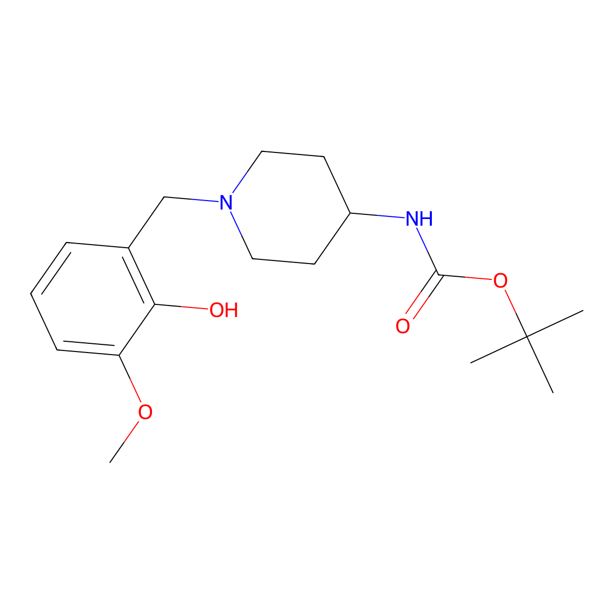 tert-butyl N-{1-[(2-hydroxy-3-methoxyphenyl)methyl]piperidin-4-yl}carbamate molecular structure, CAS 2913409-01-3