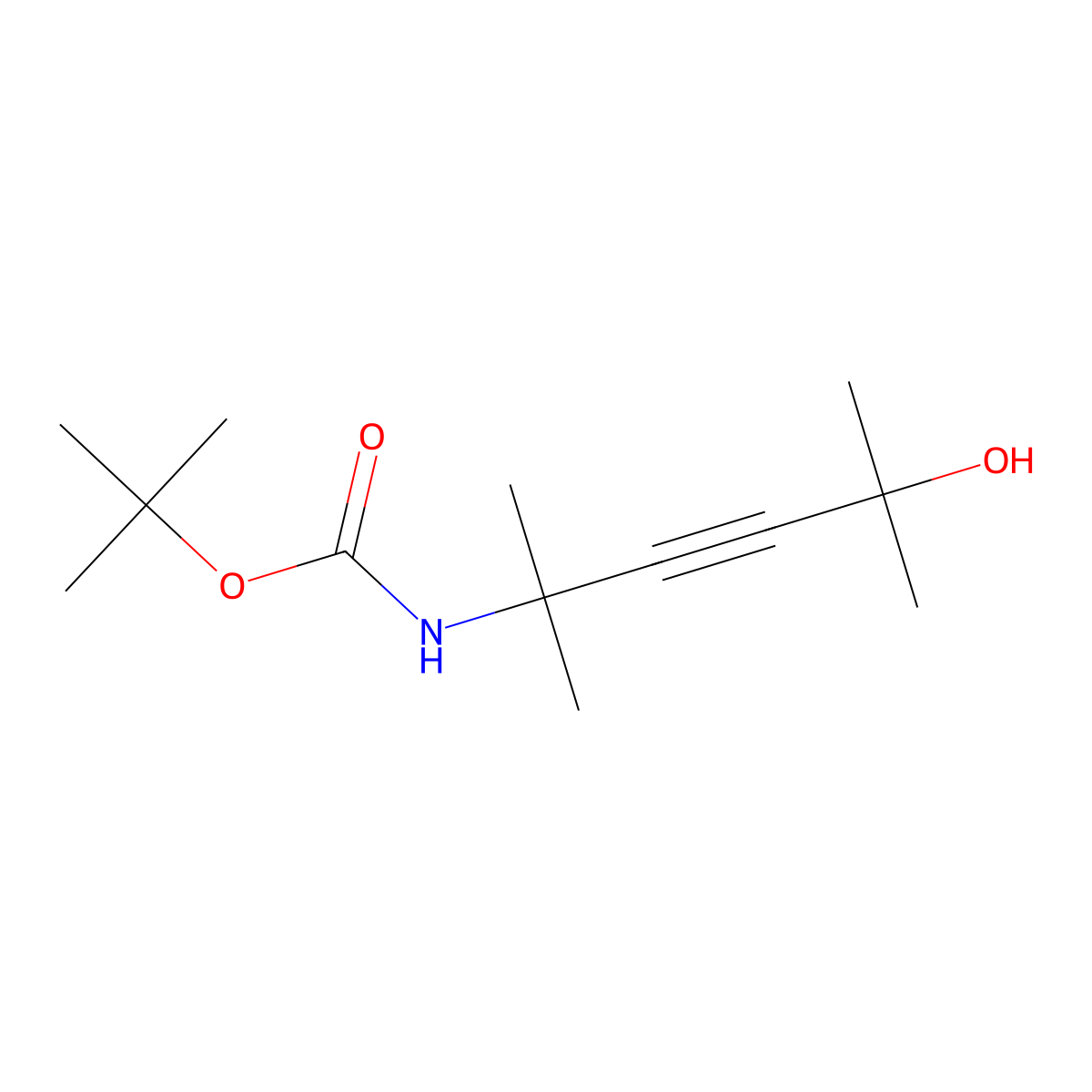 tert-butyl N-(5-hydroxy-2,5-dimethylhex-3-yn-2-yl)carbamate molecular structure, CAS 2913409-09-1