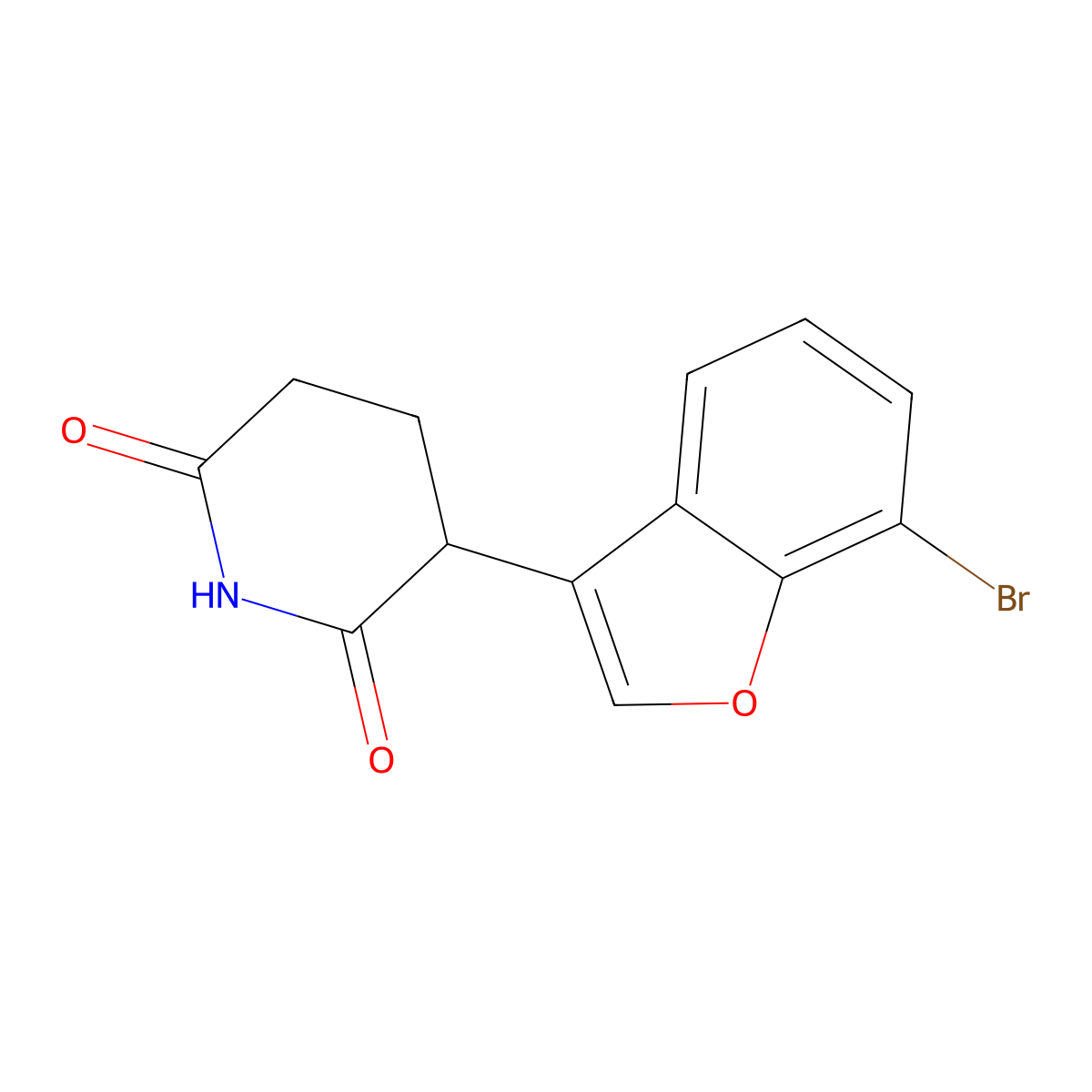 3-(7-Bromo-1-benzofuran-3-yl)piperidine-2,6-dione molecular structure, CAS 2913409-15-9