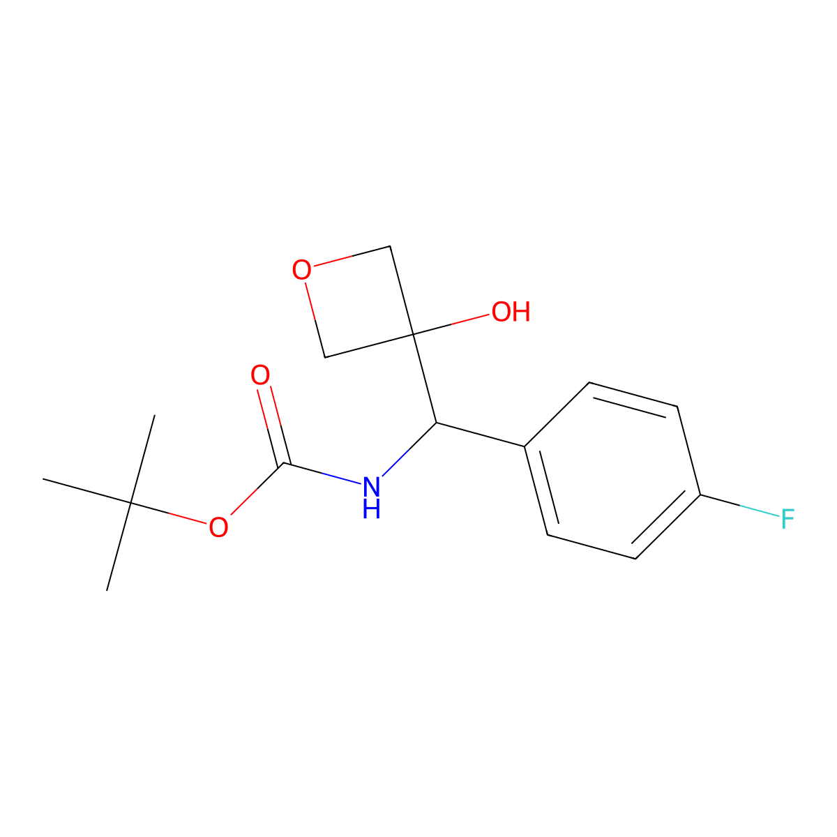 tert-butyl N-[(4-fluorophenyl)(3-hydroxyoxetan-3-yl)methyl]carbamate molecular structure, CAS 2913409-17-1