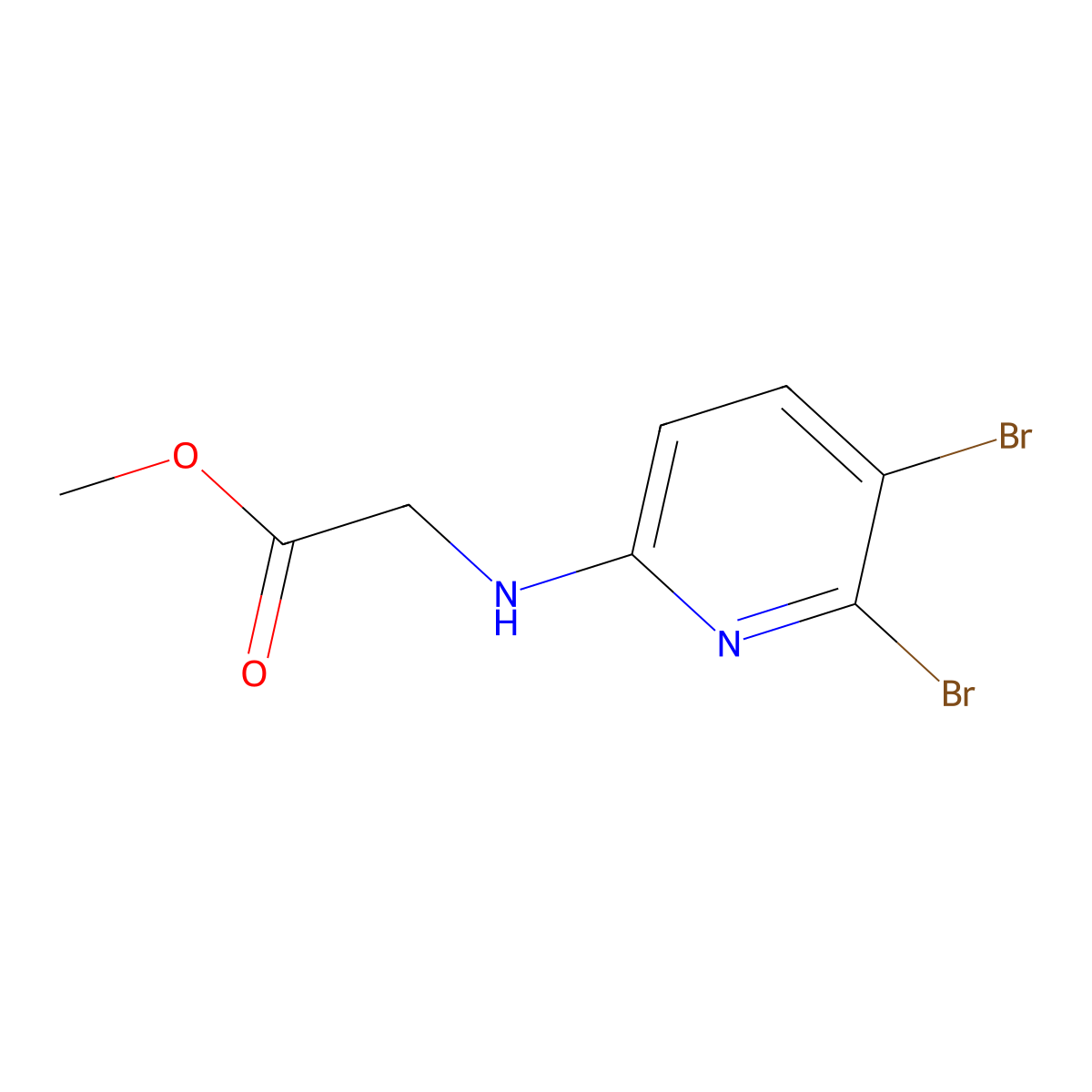 Methyl 2-[(5,6-dibromopyridin-2-yl)amino]acetate molecular structure, CAS 2913409-20-6