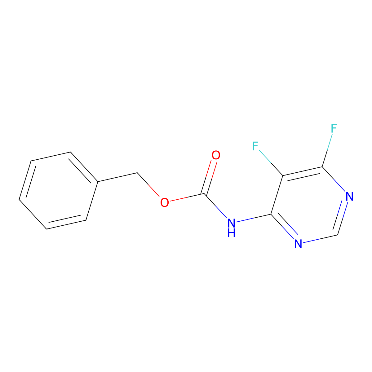 benzyl N-(5,6-difluoropyrimidin-4-yl)carbamate molecular structure, CAS 2913409-28-4