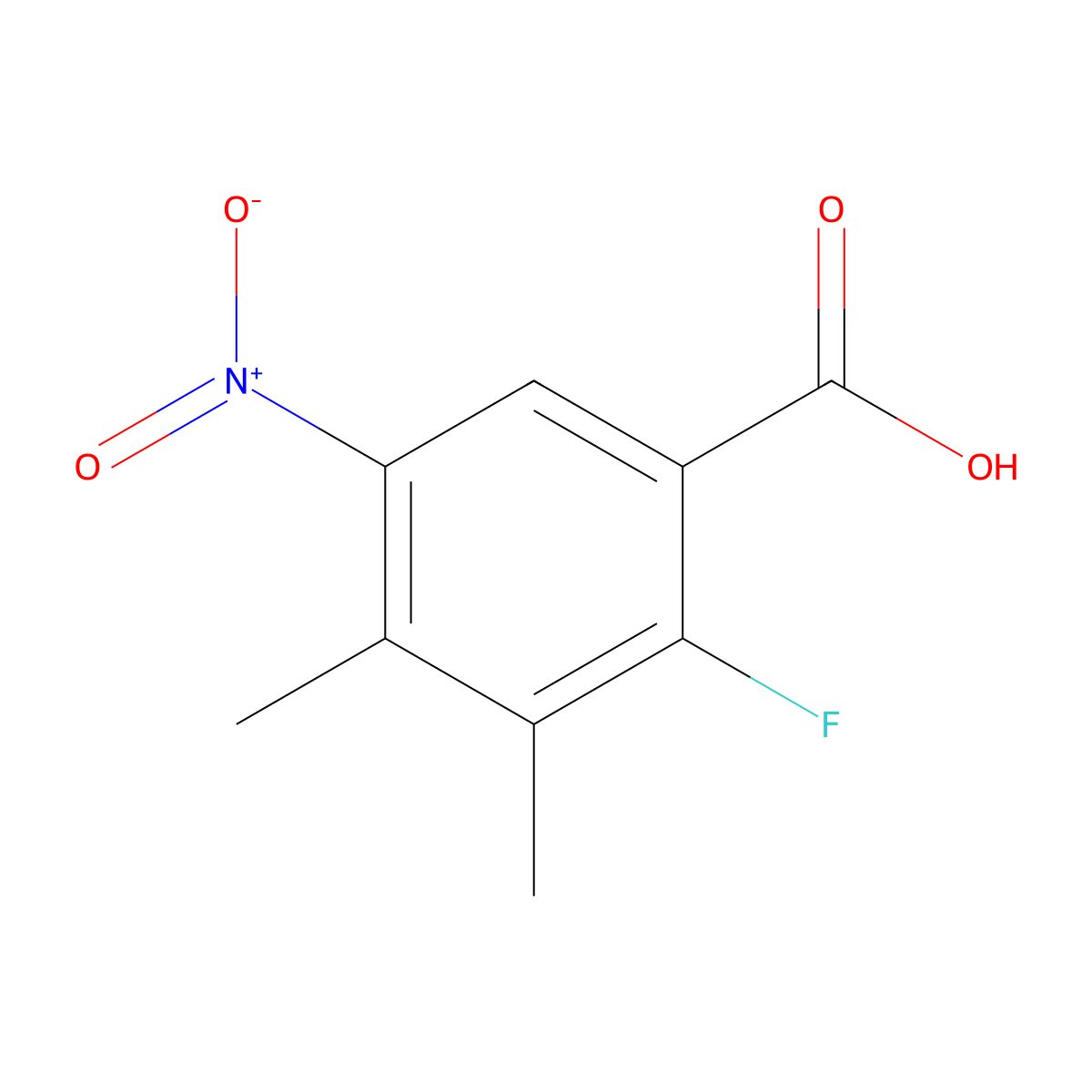 2-Fluoro-3,4-dimethyl-5-nitrobenzoic acid molecular structure, CAS 2913409-39-7