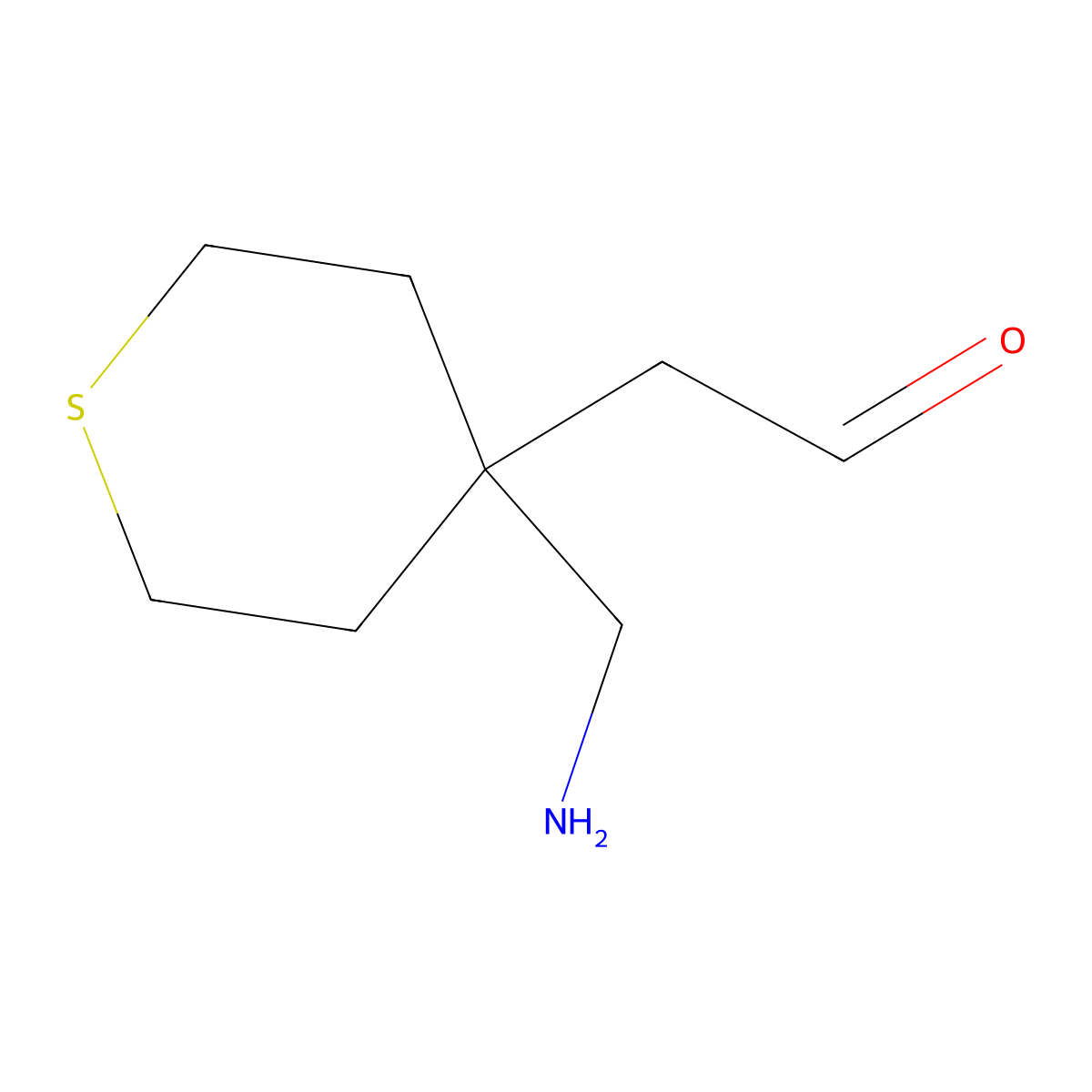2-[4-(Aminomethyl)thian-4-yl]acetaldehyde molecular structure, CAS 2913409-41-1