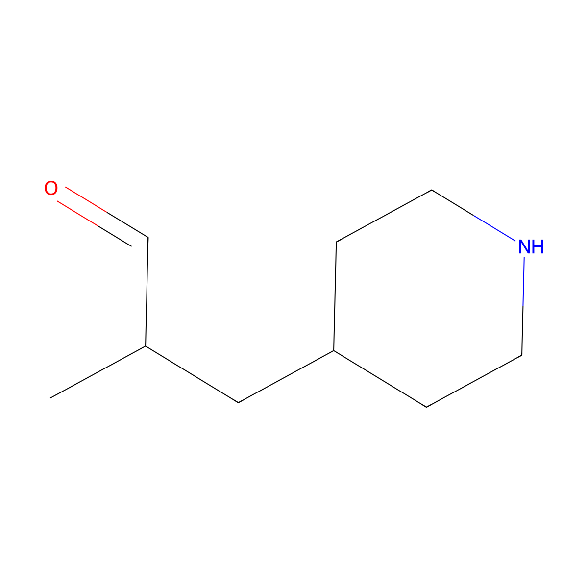 2-Methyl-3-(piperidin-4-yl)propanal molecular structure, CAS 2913409-46-6