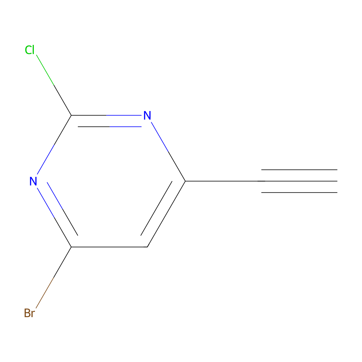 4-Bromo-2-chloro-6-ethynylpyrimidine molecular structure, CAS 2913409-49-9
