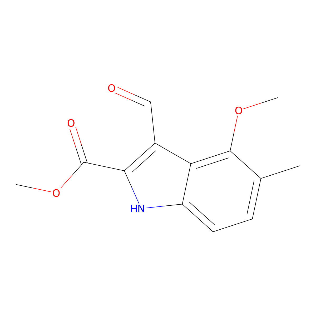 methyl 3-formyl-4-methoxy-5-methyl-1H-indole-2-carboxylate molecular structure, CAS 2913409-61-5