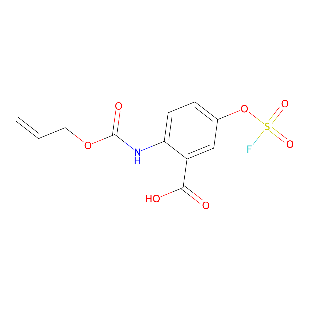 5-[(Fluorosulfonyl)oxy]-2-{[(prop-2-en-1-yloxy)carbonyl]amino}benzoic acid molecular structure, CAS 2913409-76-2