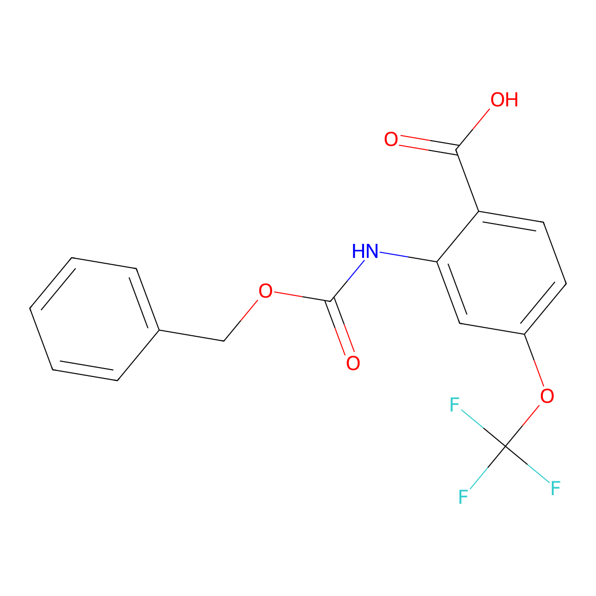 2-{[(Benzyloxy)carbonyl]amino}-4-(trifluoromethoxy)benzoic acid molecular structure, CAS 2913409-77-3