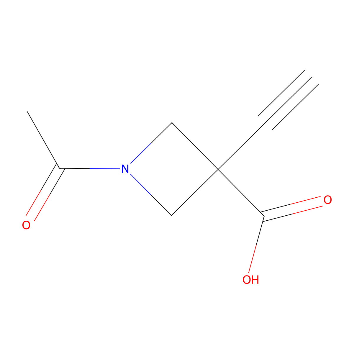 1-Acetyl-3-ethynylazetidine-3-carboxylic acid molecular structure, CAS 2913409-78-4
