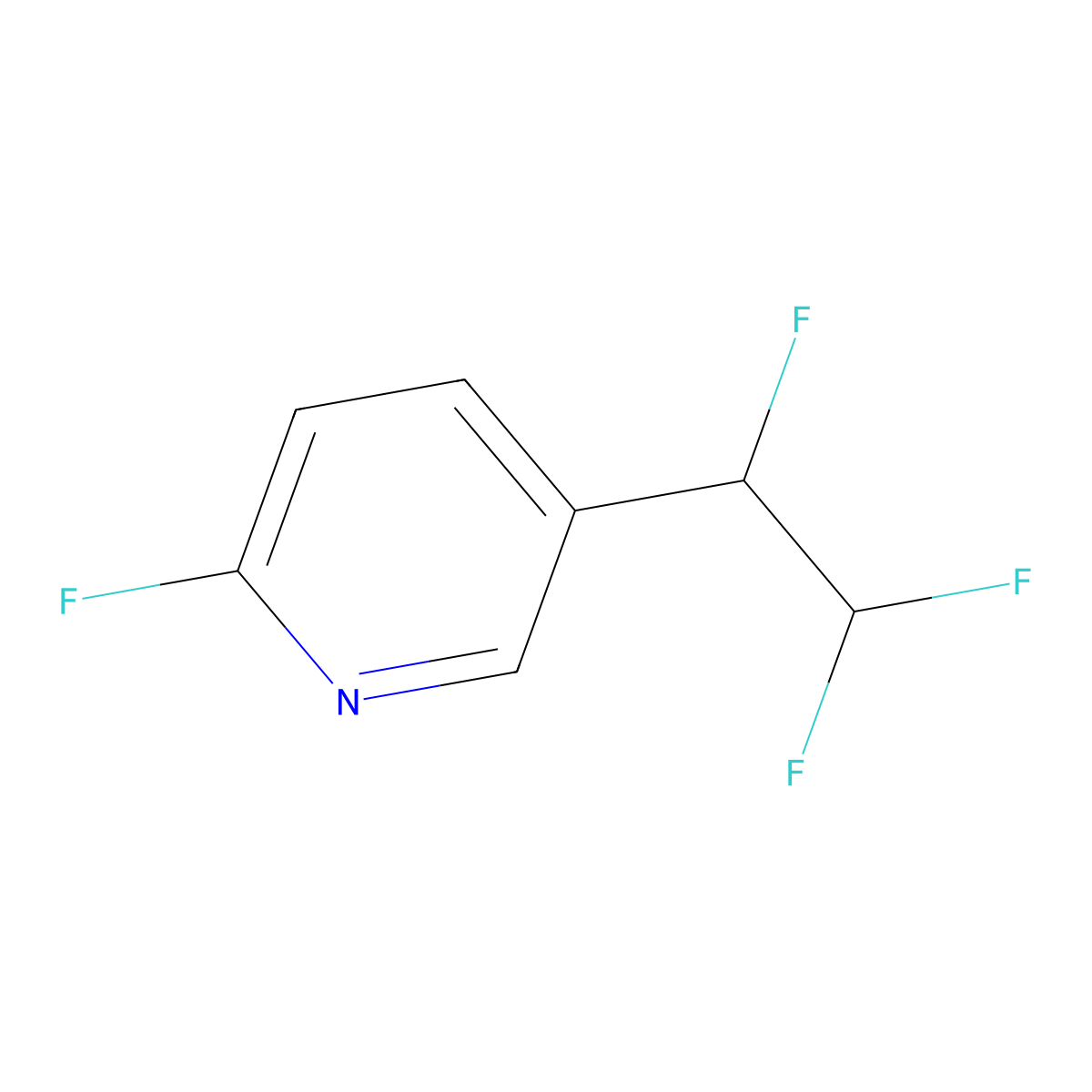 2-Fluoro-5-(1,2,2-trifluoroethyl)pyridine molecular structure, CAS 2913409-84-2