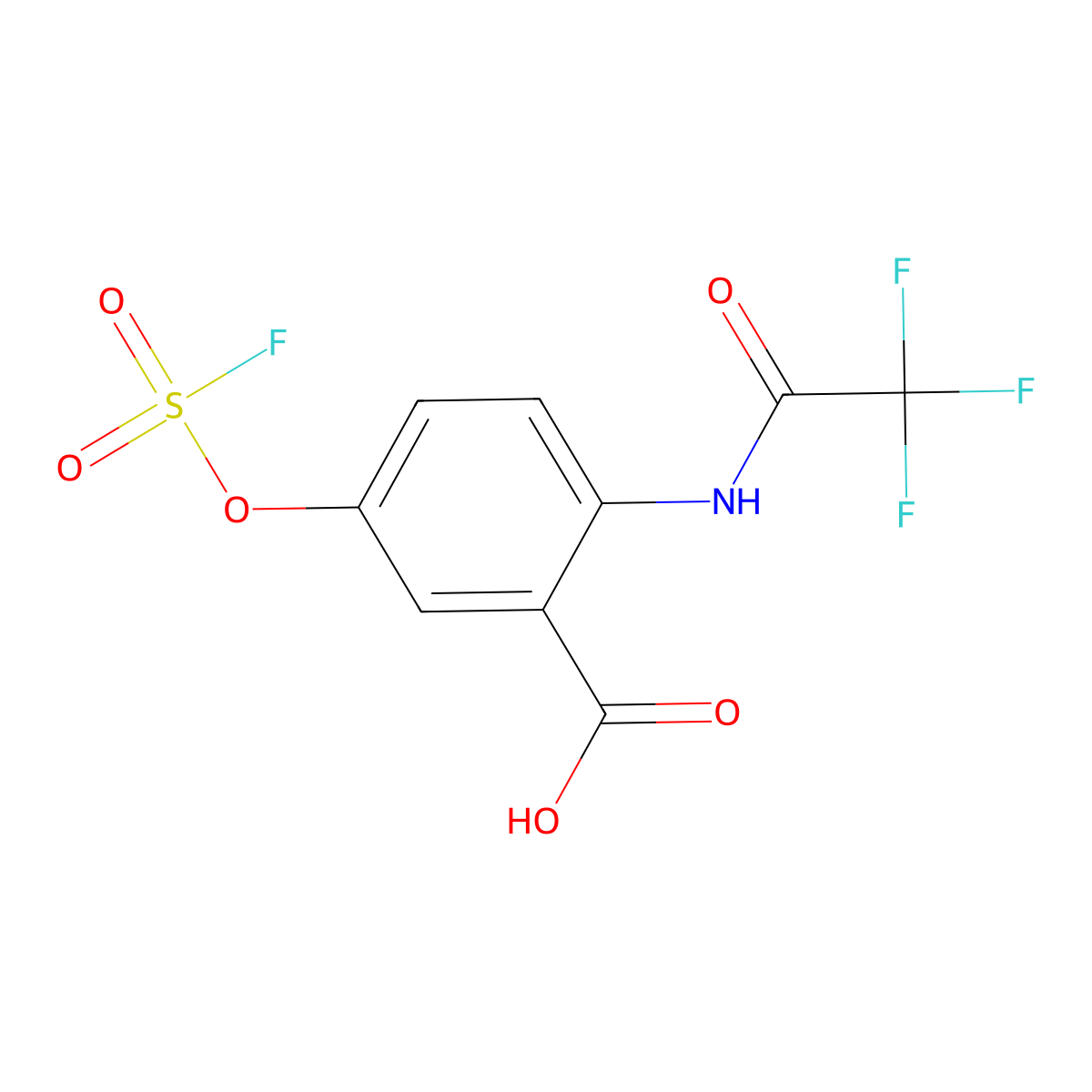 5-[(Fluorosulfonyl)oxy]-2-(2,2,2-trifluoroacetamido)benzoic acid molecular structure, CAS 2913409-89-7