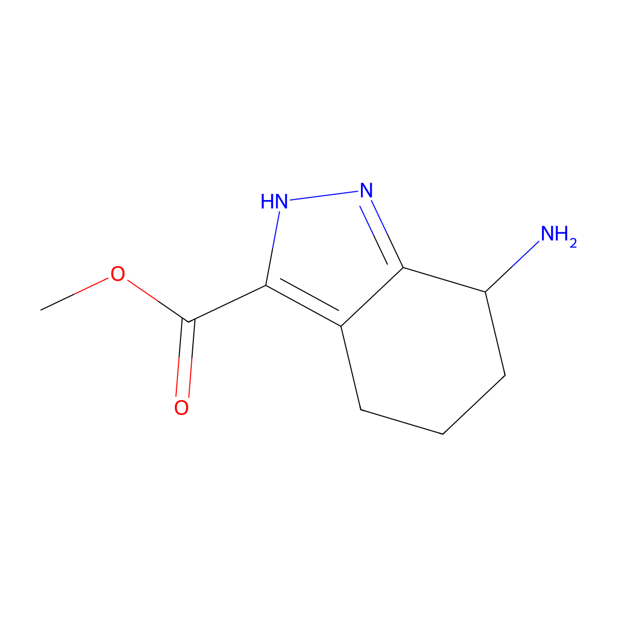 methyl 7-amino-4,5,6,7-tetrahydro-2H-indazole-3-carboxylate molecular structure, CAS 2913409-98-8