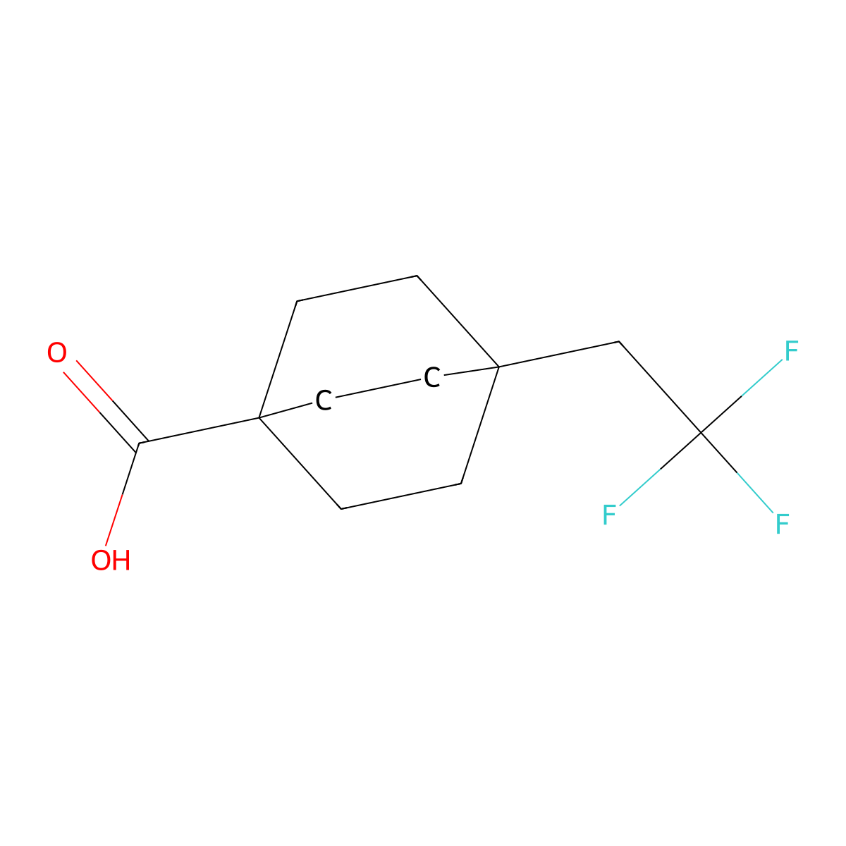 4-(2,2,2-Trifluoroethyl)bicyclo[2.2.2]octane-1-carboxylic acid molecular structure, CAS 2913410-01-0