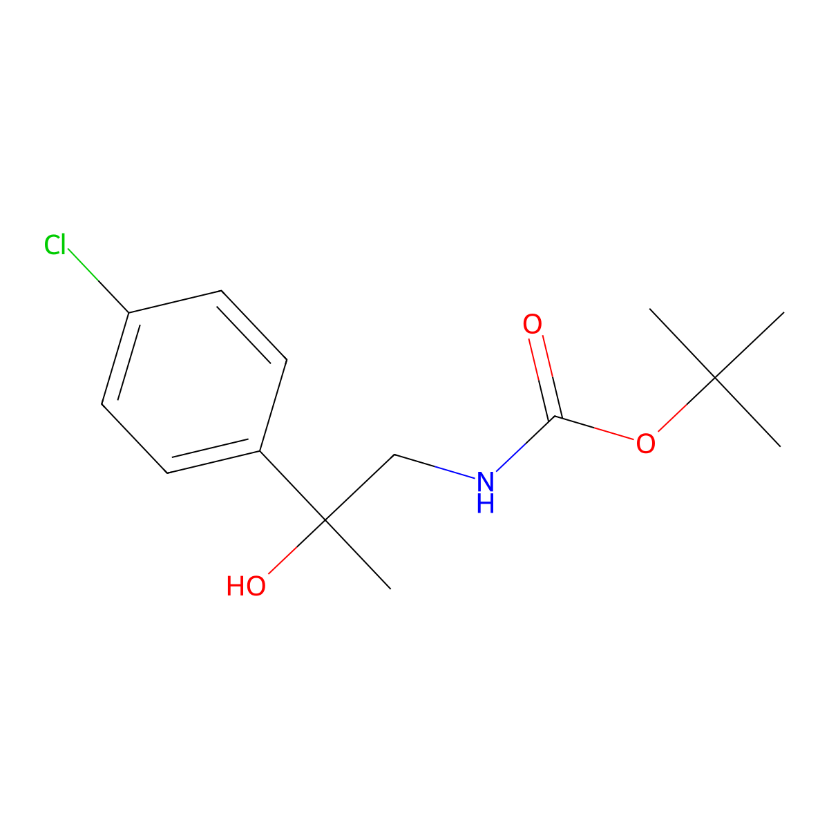 tert-butyl N-[2-(4-chlorophenyl)-2-hydroxypropyl]carbamate molecular structure, CAS 2913410-17-8