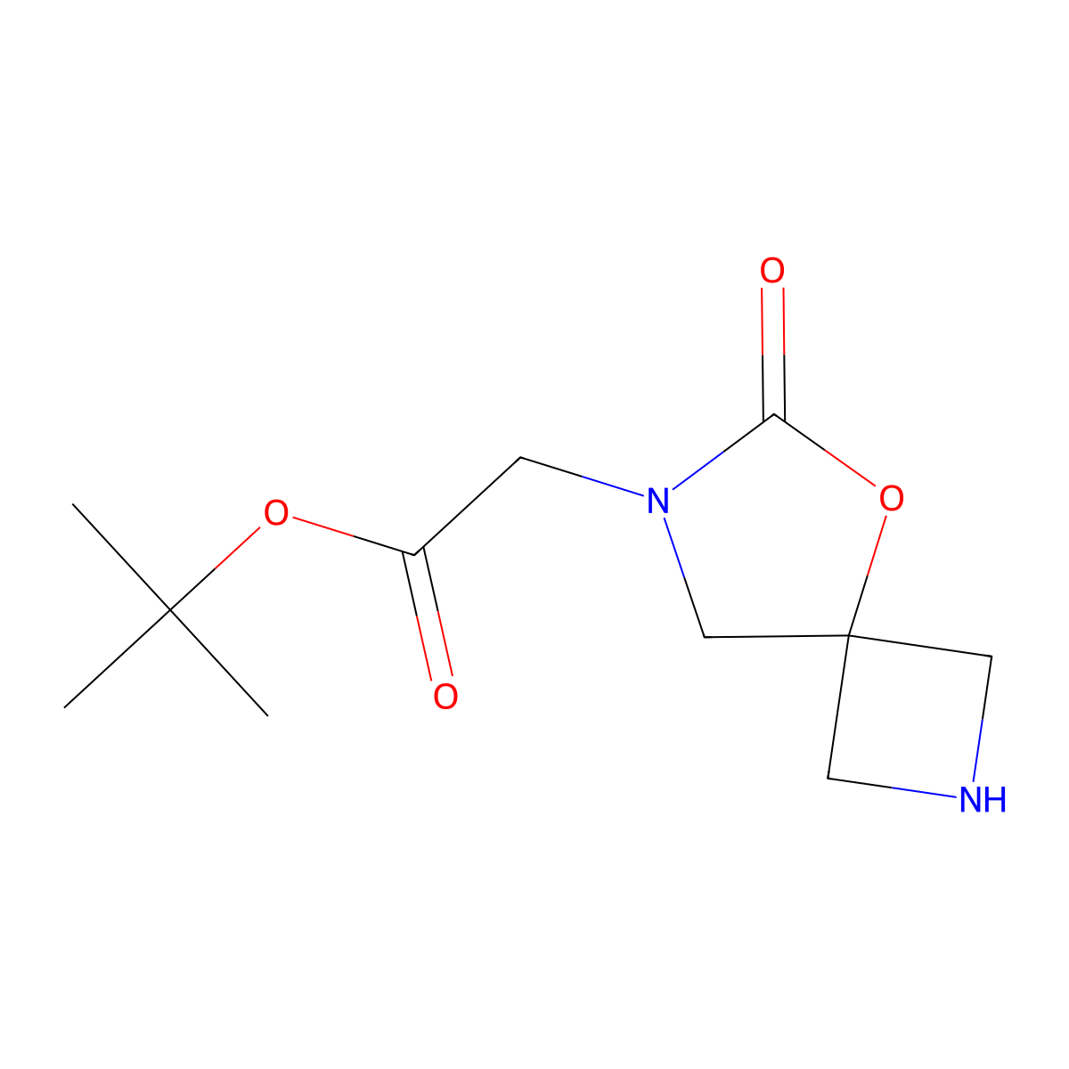 Tert-butyl 2-{6-oxo-5-oxa-2,7-diazaspiro[3.4]octan-7-yl}acetate molecular structure, CAS 2913410-26-9