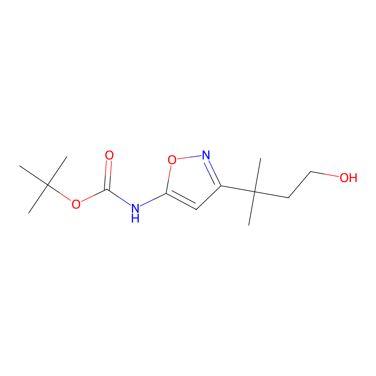 tert-butyl N-[3-(4-hydroxy-2-methylbutan-2-yl)-1,2-oxazol-5-yl]carbamate molecular structure, CAS 2913410-30-5