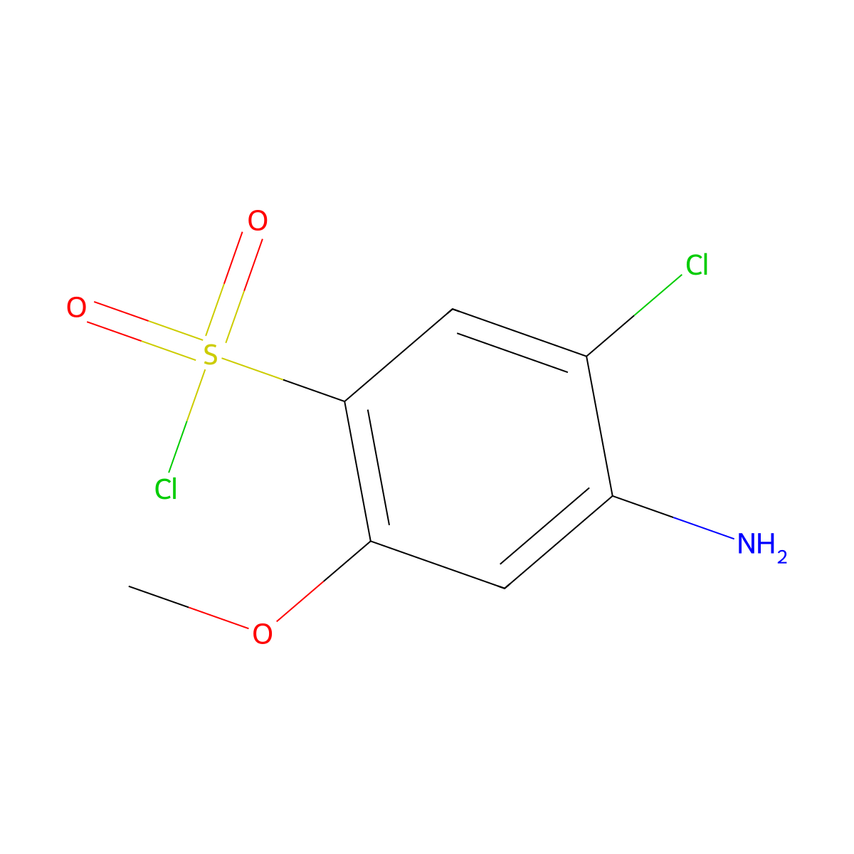4-Amino-5-chloro-2-methoxybenzene-1-sulfonyl chloride molecular structure, CAS 2913410-33-8