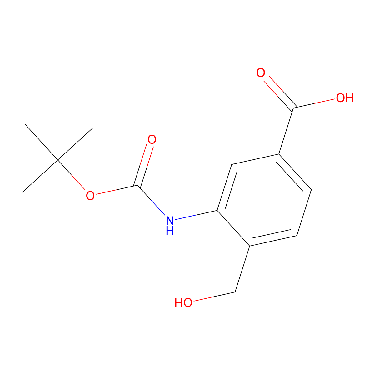 3-{[(Tert-butoxy)carbonyl]amino}-4-(hydroxymethyl)benzoic acid molecular structure, CAS 2913410-55-4