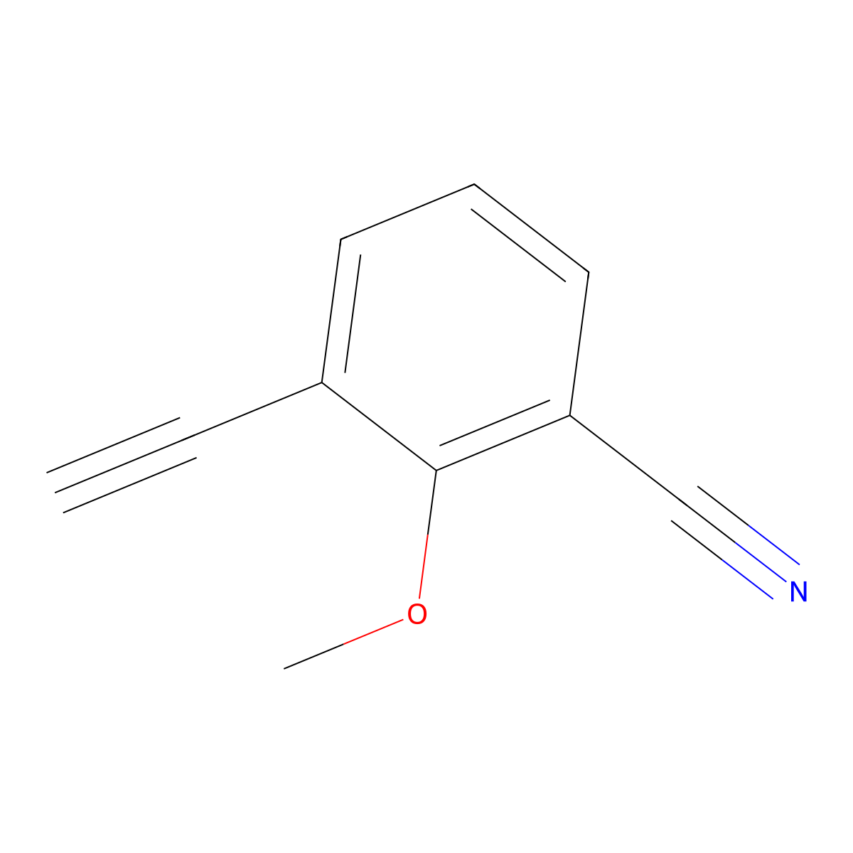 3-Ethynyl-2-methoxybenzonitrile molecular structure, CAS 2913410-59-8