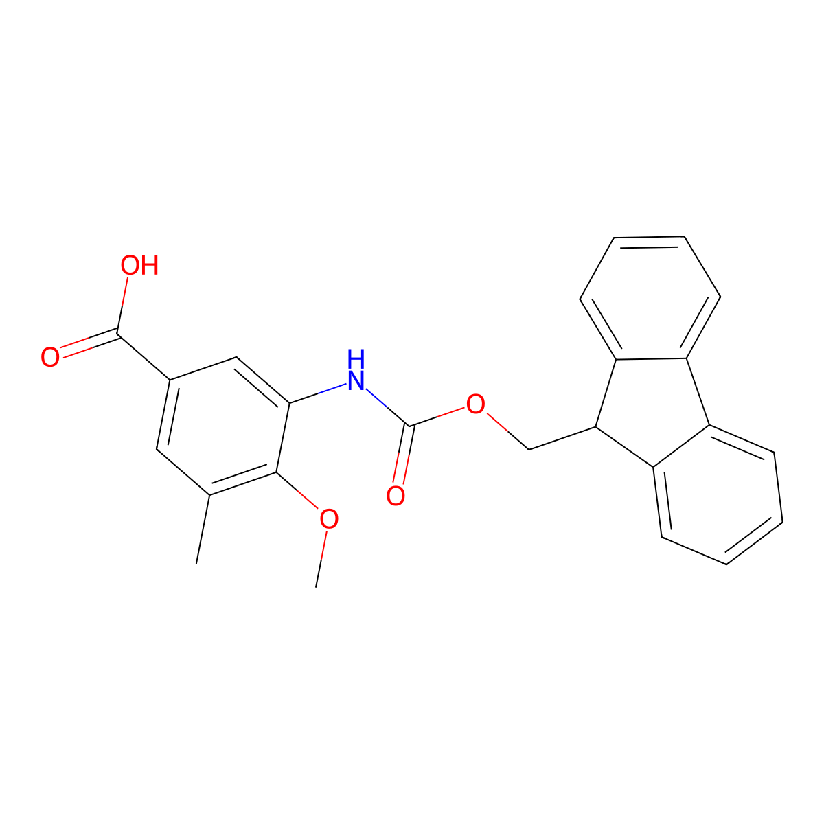 3-({[(9H-fluoren-9-yl)methoxy]carbonyl}amino)-4-methoxy-5-methylbenzoic acid molecular structure, CAS 2913410-62-3