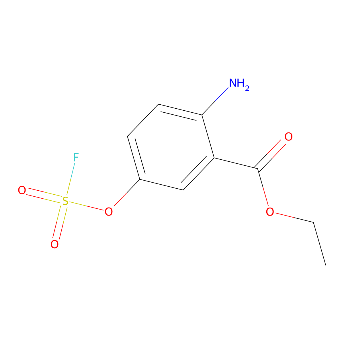 Ethyl 2-amino-5-[(fluorosulfonyl)oxy]benzoate molecular structure, CAS 2913410-69-0