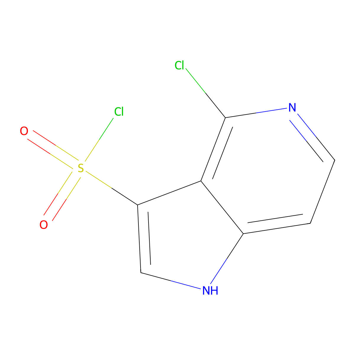 4-chloro-1H-pyrrolo[3,2-c]pyridine-3-sulfonyl chloride molecular structure, CAS 2913410-72-5