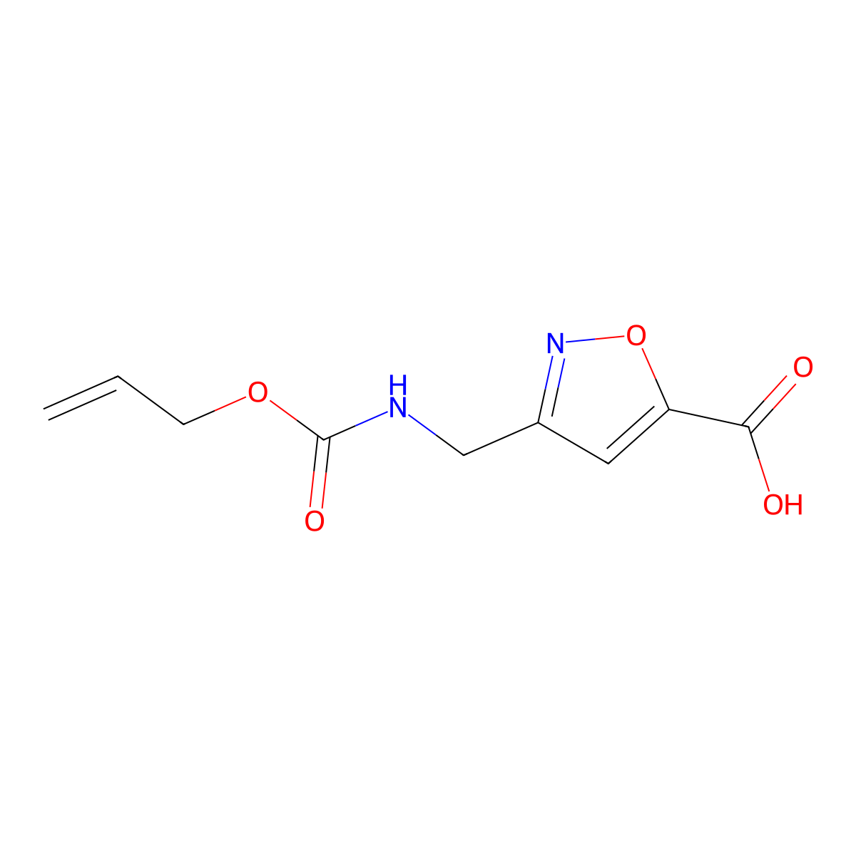 3-({[(Prop-2-en-1-yloxy)carbonyl]amino}methyl)-1,2-oxazole-5-carboxylic acid molecular structure, CAS 2913410-82-7