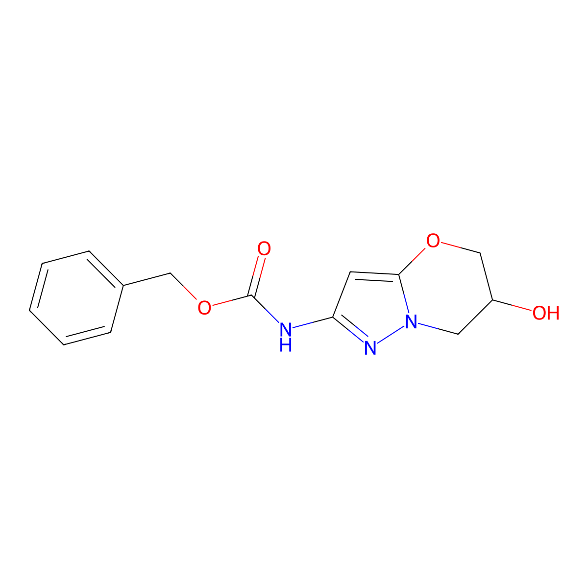 benzyl N-{6-hydroxy-5H,6H,7H-pyrazolo[3,2-b][1,3]oxazin-2-yl}carbamate molecular structure, CAS 2913411-11-5