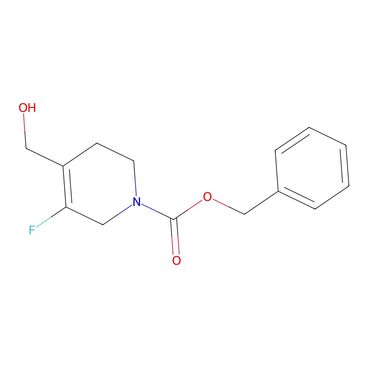 Benzyl 5-fluoro-4-(hydroxymethyl)-1,2,3,6-tetrahydropyridine-1-carboxylate molecular structure, CAS 2913411-19-3