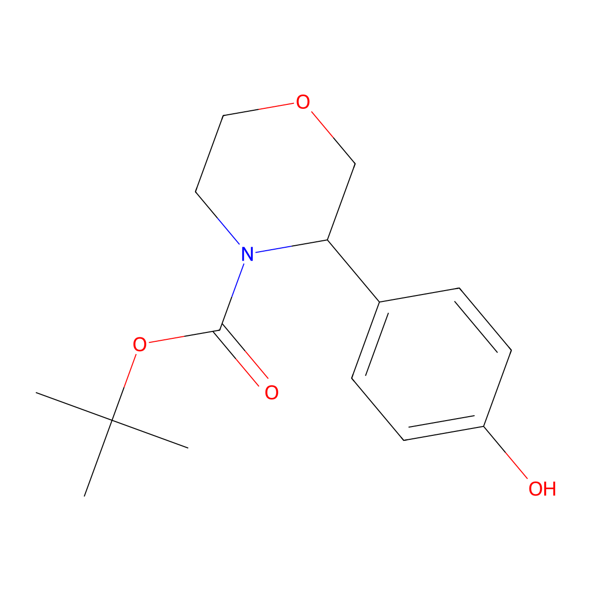 Tert-butyl 3-(4-hydroxyphenyl)morpholine-4-carboxylate molecular structure, CAS 2913411-27-3