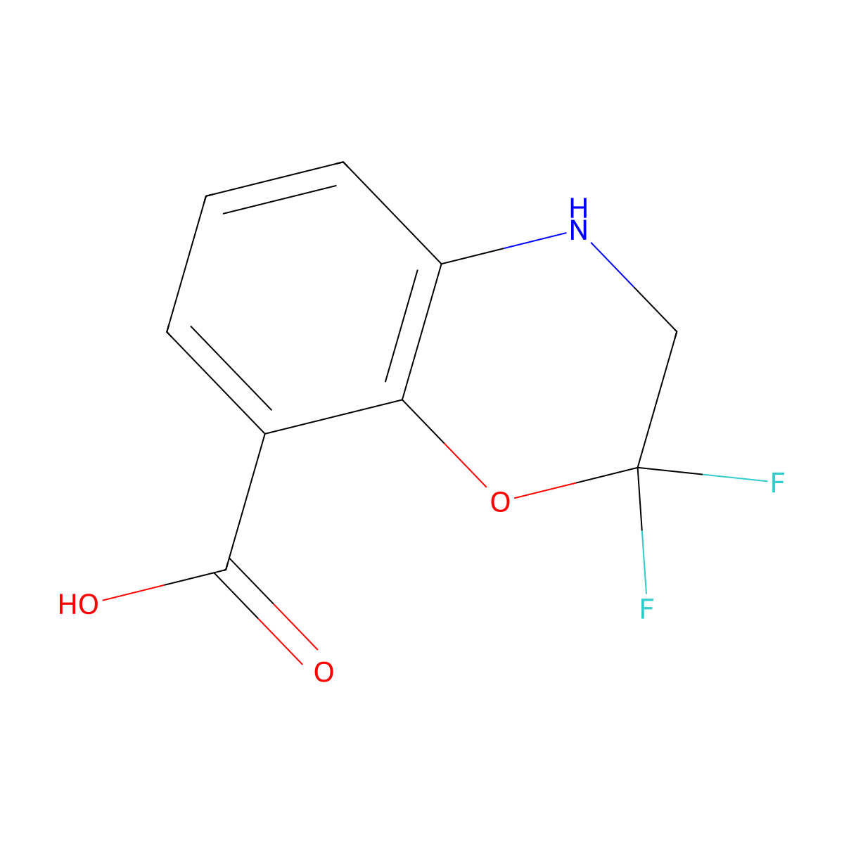 2,2-difluoro-3,4-dihydro-2H-1,4-benzoxazine-8-carboxylic acid molecular structure, CAS 2913411-37-5