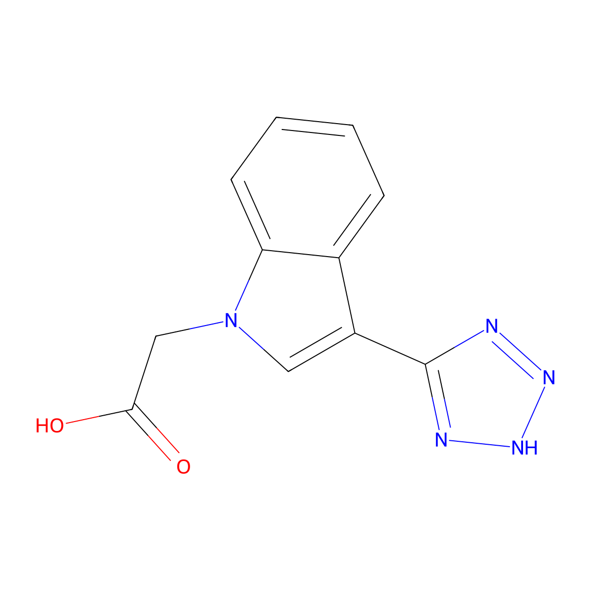 2-[3-(2H-1,2,3,4-tetrazol-5-yl)-1H-indol-1-yl]acetic acid molecular structure, CAS 2913411-55-7