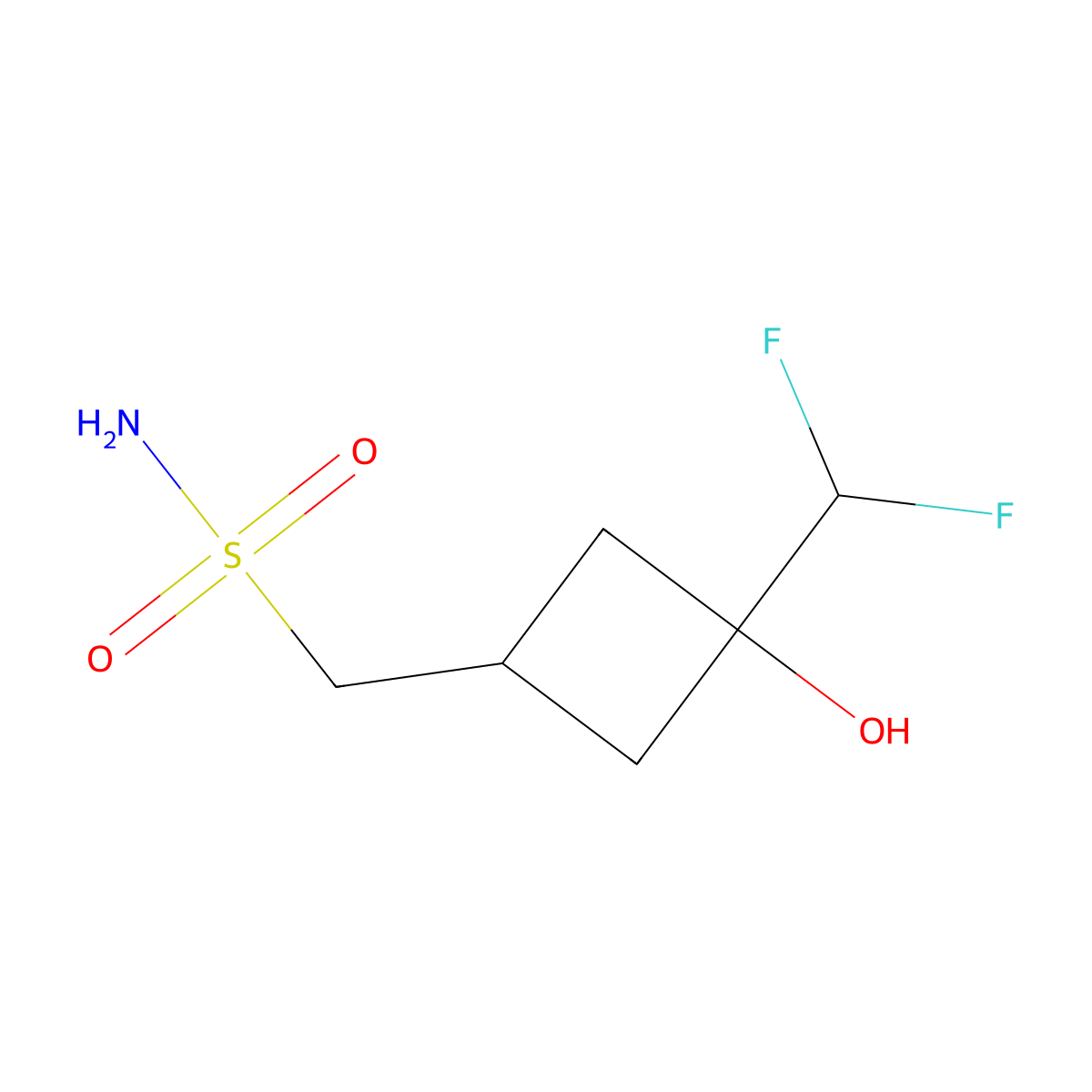 [3-(Difluoromethyl)-3-hydroxycyclobutyl]methanesulfonamide molecular structure, CAS 2913411-68-2