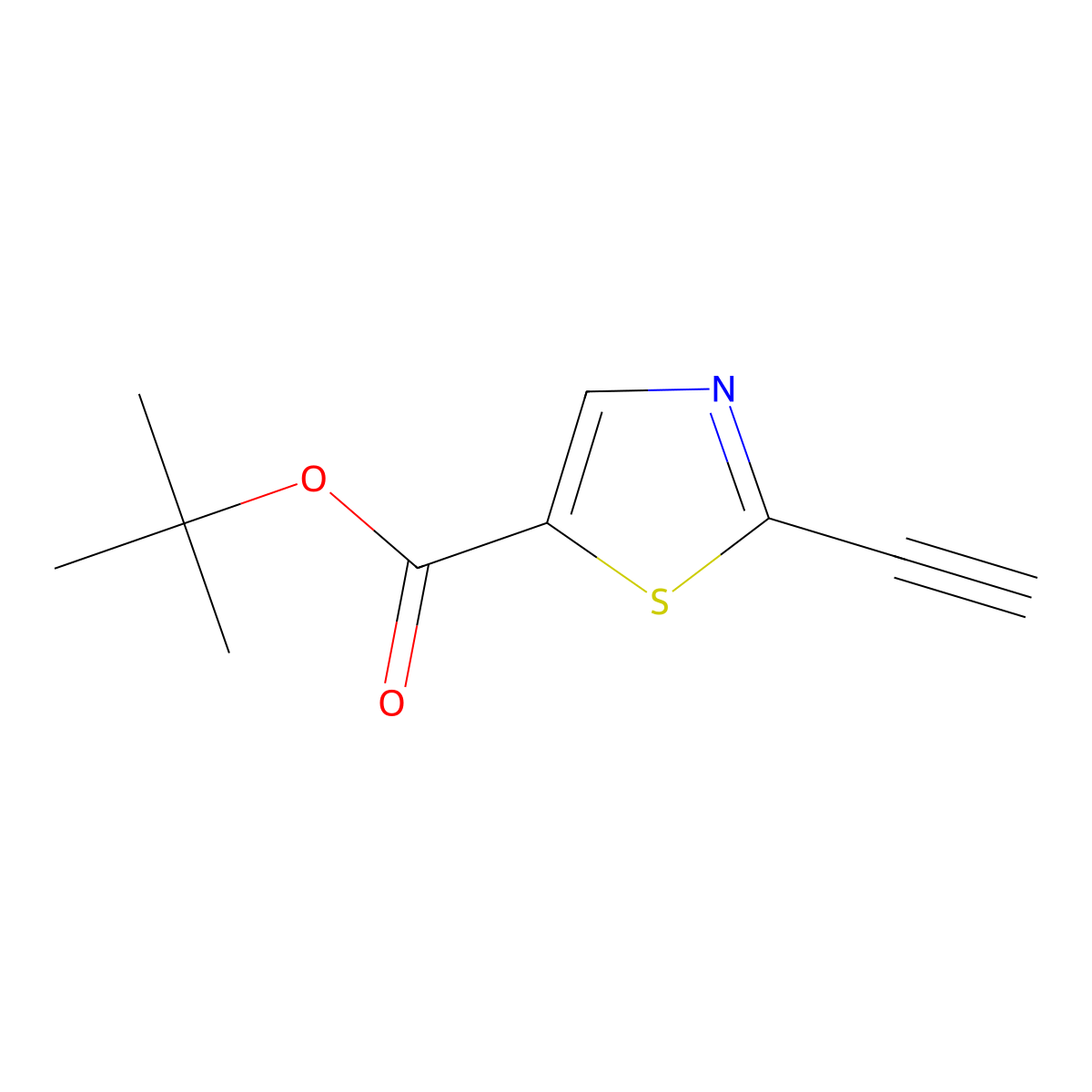 Tert-butyl 2-ethynyl-1,3-thiazole-5-carboxylate molecular structure, CAS 2913411-76-2