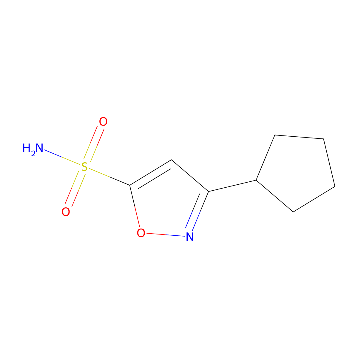 3-Cyclopentyl-1,2-oxazole-5-sulfonamide molecular structure, CAS 2913411-80-8