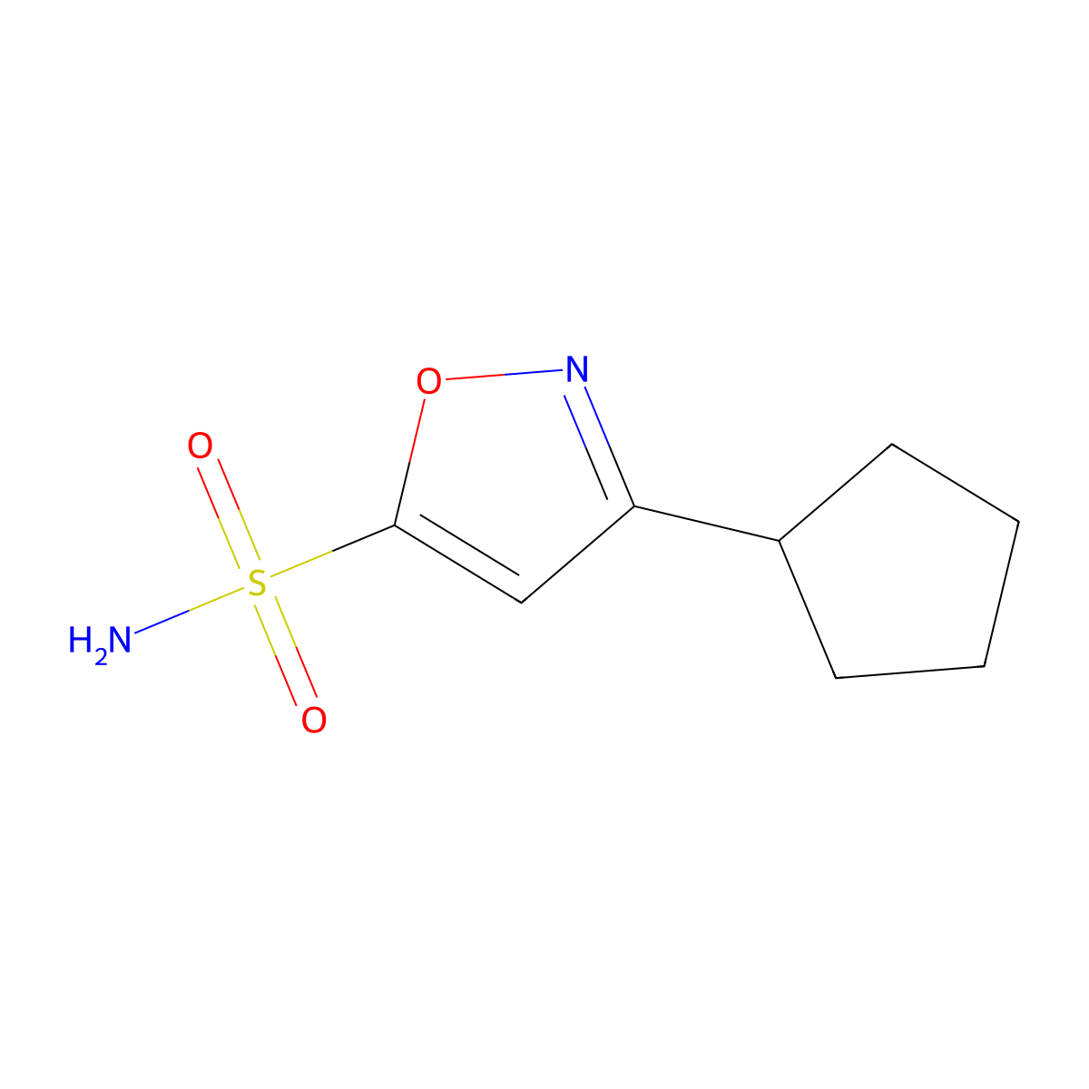 3-Cyclopentyl-1,2-oxazole-5-sulfonamide molecular structure, CAS 2913411-80-8