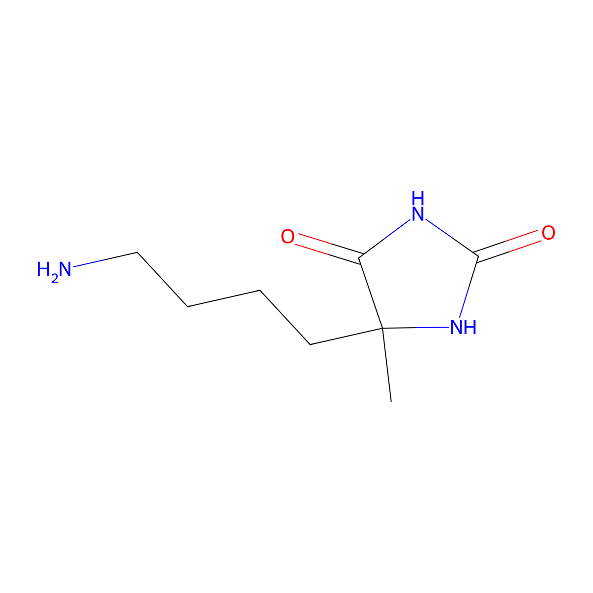 5-(4-Aminobutyl)-5-methylimidazolidine-2,4-dione molecular structure, CAS 2913411-84-2