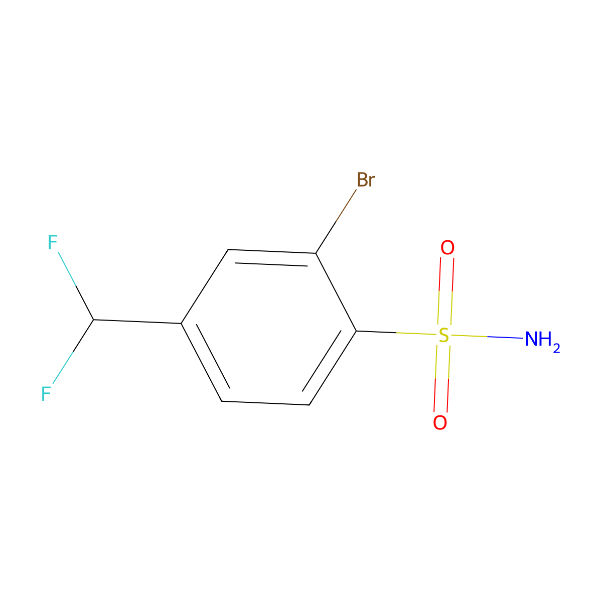 2-Bromo-4-(difluoromethyl)benzene-1-sulfonamide molecular structure, CAS 2913411-93-3