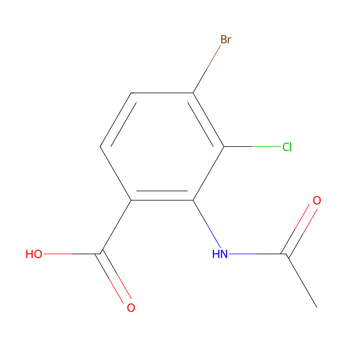 4-Bromo-3-chloro-2-acetamidobenzoic acid molecular structure, CAS 2913411-96-6