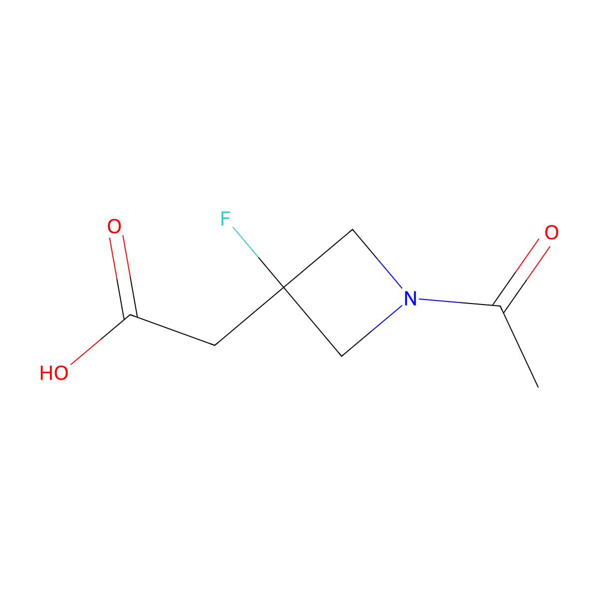 2-(1-Acetyl-3-fluoroazetidin-3-yl)acetic acid molecular structure, CAS 2913412-06-1