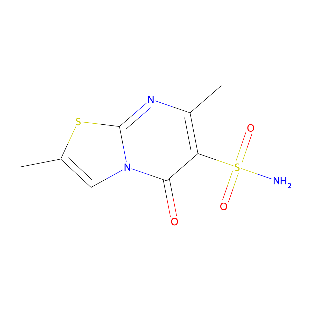 2,7-dimethyl-5-oxo-5H-[1,3]thiazolo[3,2-a]pyrimidine-6-sulfonamide molecular structure, CAS 2913412-11-8