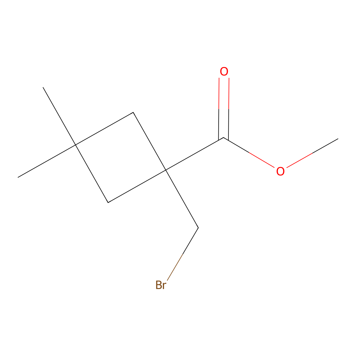 Methyl 1-(bromomethyl)-3,3-dimethylcyclobutane-1-carboxylate molecular structure, CAS 2913412-25-4