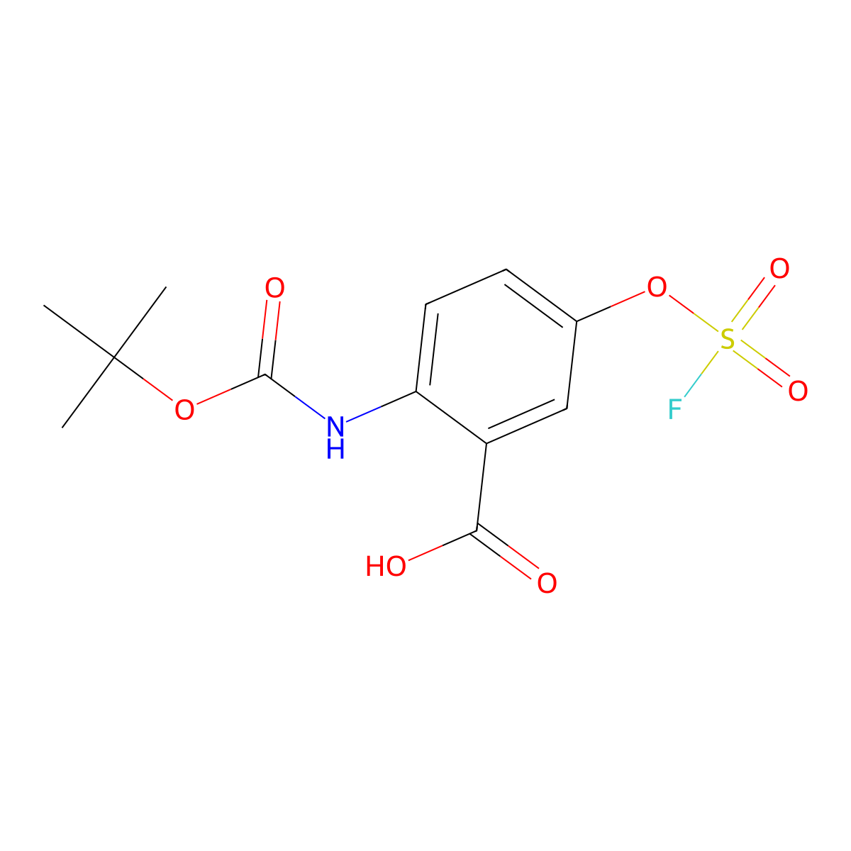 2-{[(Tert-butoxy)carbonyl]amino}-5-[(fluorosulfonyl)oxy]benzoic acid molecular structure, CAS 2913412-33-4