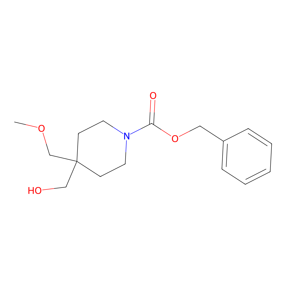 Benzyl 4-(hydroxymethyl)-4-(methoxymethyl)piperidine-1-carboxylate molecular structure, CAS 2913412-38-9