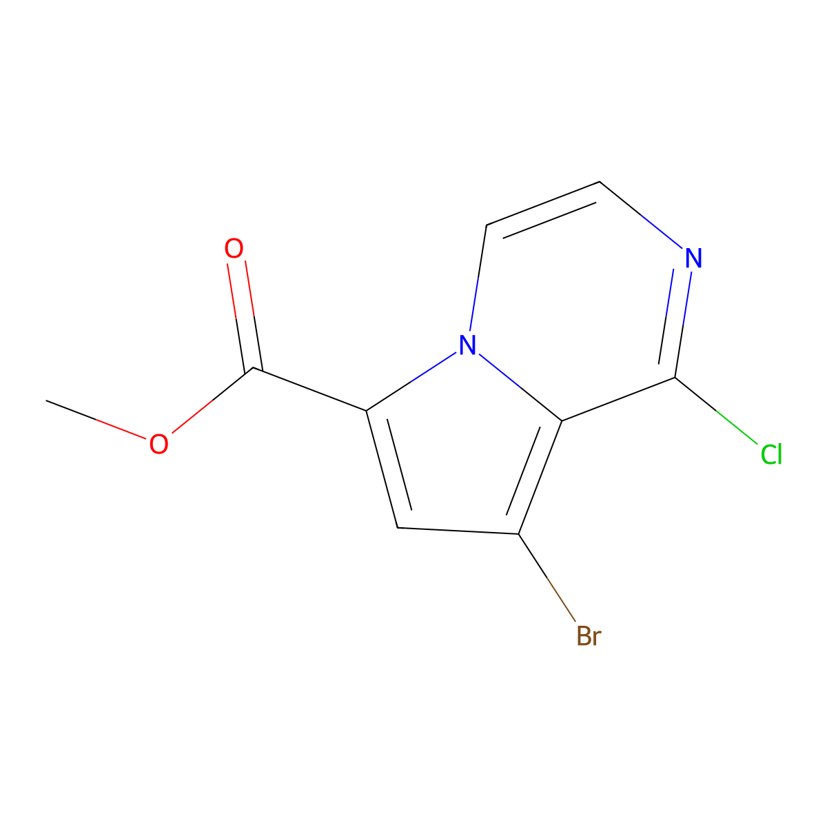 Methyl 8-bromo-1-chloropyrrolo[1,2-a]pyrazine-6-carboxylate molecular structure, CAS 2913412-41-4