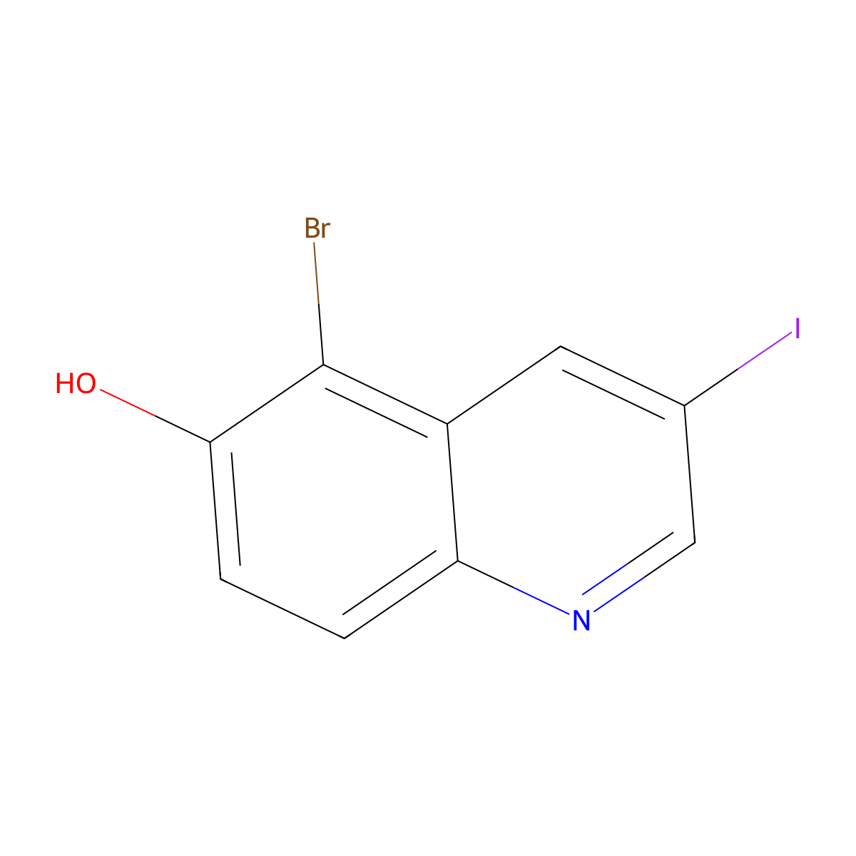 5-Bromo-3-iodoquinolin-6-ol molecular structure, CAS 2913412-42-5