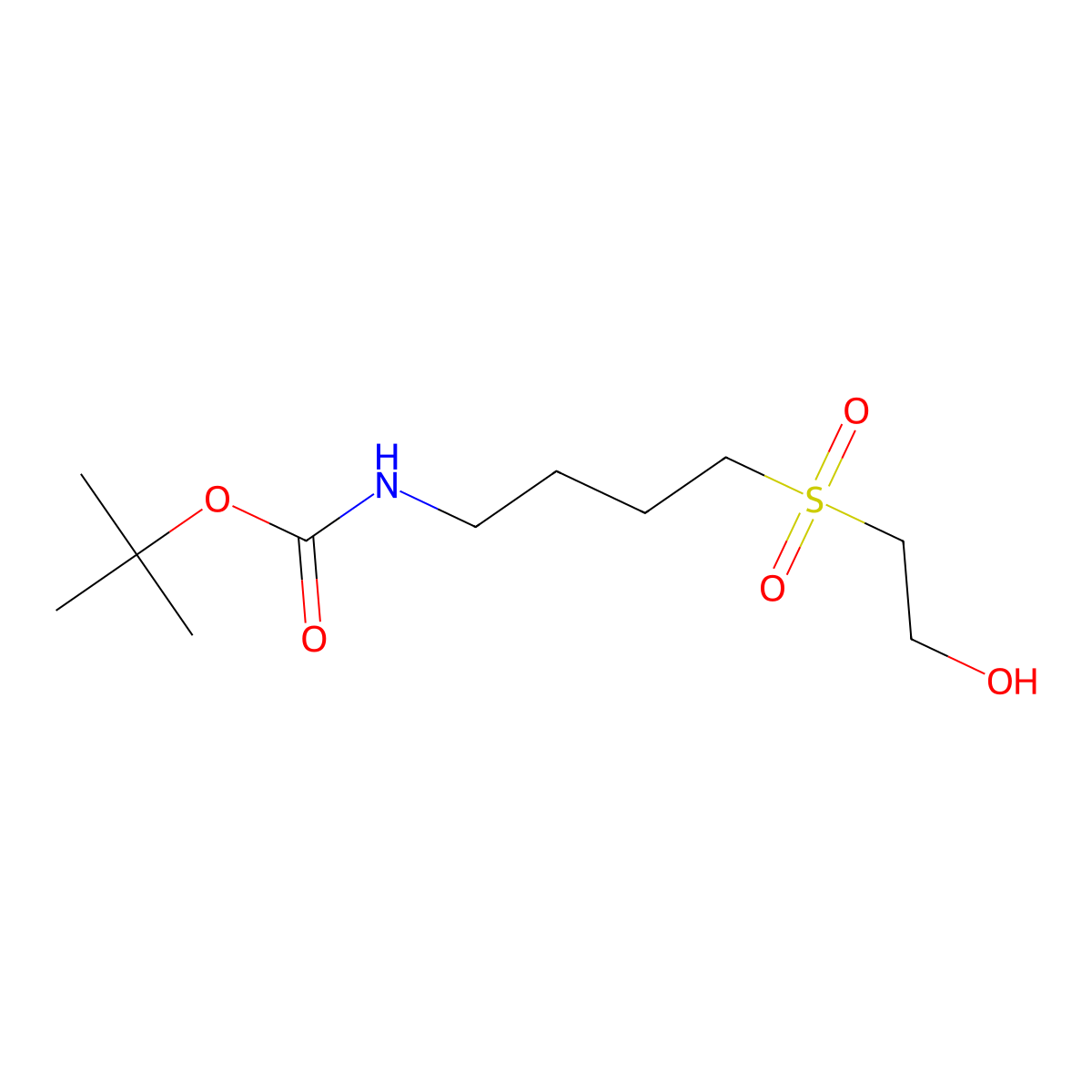 tert-butyl N-[4-(2-hydroxyethanesulfonyl)butyl]carbamate molecular structure, CAS 2913412-48-1