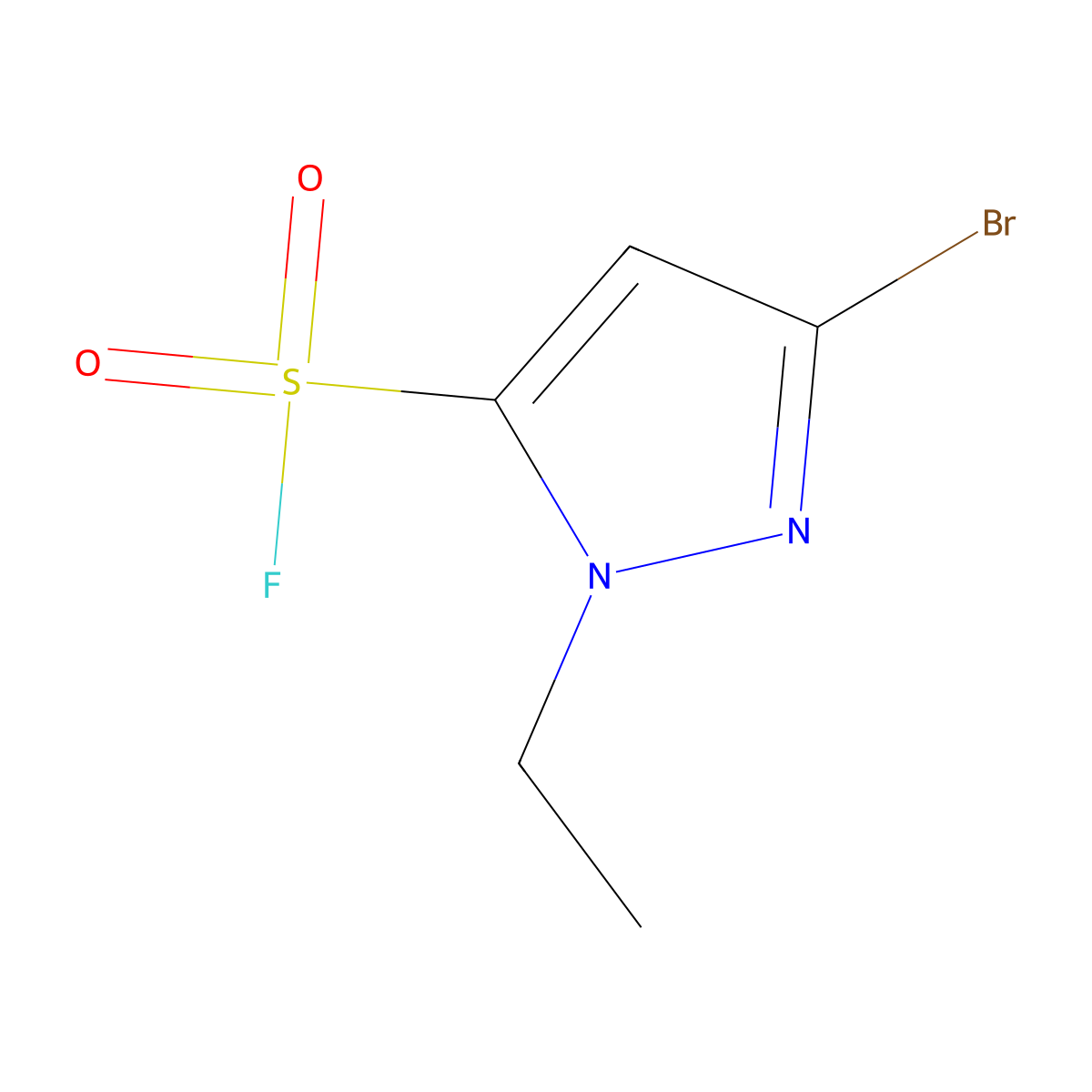3-bromo-1-ethyl-1H-pyrazole-5-sulfonyl fluoride molecular structure, CAS 2913412-54-9